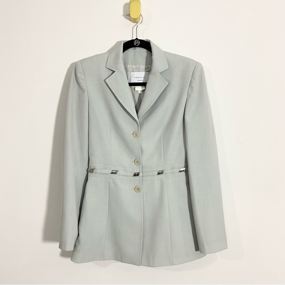 Vertigo Paris Gray Silver Embellished Blazer Jacket